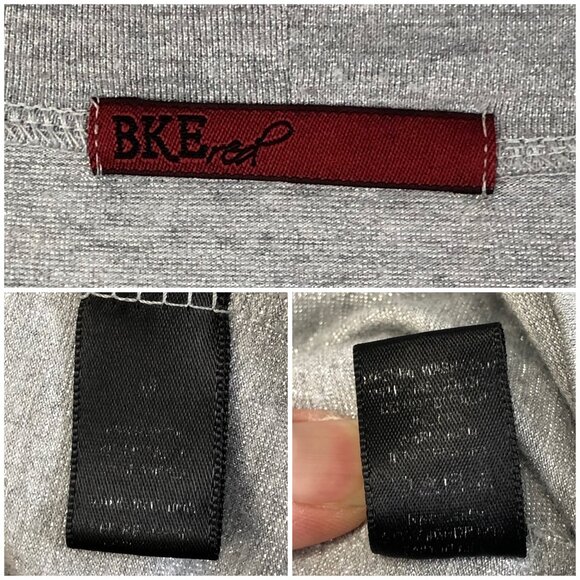 BKE Red Long Sleeve Gray Sparkle Button-Front Cardigan Women's M Pocket Stretch - Picture 7 of 11